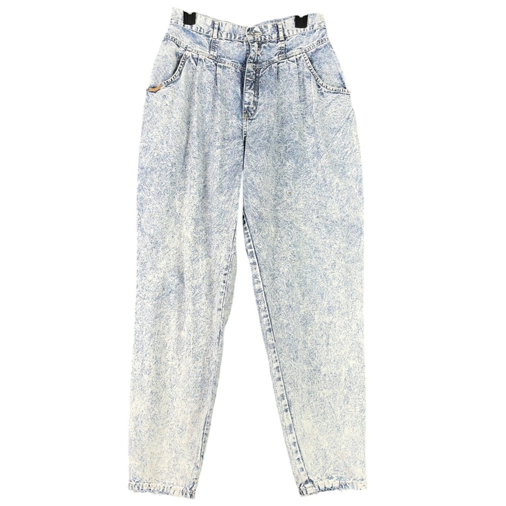 Vintage 80s PS Gitano Acid Wash High Waist Pleated Tapered Mom‎ Jeans 14 Womens